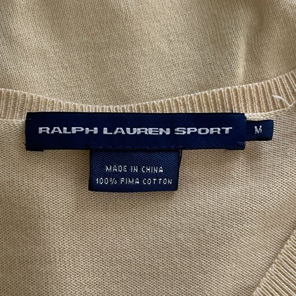 Polo Ralph Lauren Sport Yellow Argyle V-Neck Sweater Women's Size Medium - Picture 3 of 5